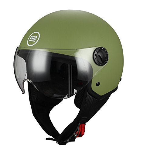 BHR 05254 Casco Moto Demi-Jet Modelo 801 con Linea One, Verde L, Opaco - Ilgrandebazar