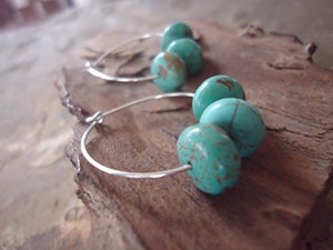 ★ ORECCHINI DI BIANCO con TURQUOISE ★ piccoli orecchini, creoli (1662)