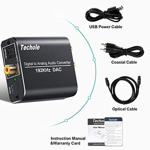 Techole Convertitore Audio Digitale Analogico, 192Khz Adattatore Ottico RCA...