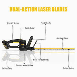 TECCPO Tagliasiepi, Tagliasiepi a Batteria Litio 18V 2.0Ah, 520mm Lama...
