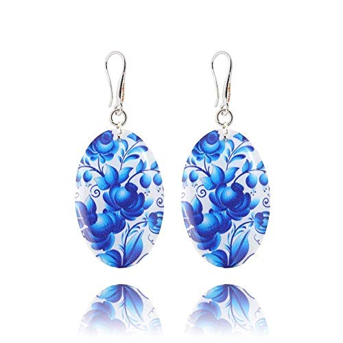 Design a Fiori color Blu Reale con Orecchini Bianchi in un Sacchetto Regalo... - Ilgrandebazar