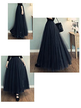 Carica l'immagine nel visualizzatore di Gallery, Donna Gonna Lunga di Tulle Elastico in Vita vita:60-80cm,lunghezza:90cm, Nero