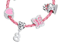 Carica l&#39;immagine nel visualizzatore di Gallery, Hut - Bracciale in pelle rosa con ciondoli, per bambini, sacchetto... - Ilgrandebazar