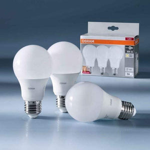 Osram LED Base Classic A Lampadina E27, 8.5W, 60 W, Luce Bianco Caldo, Confezione con 3 pezzi