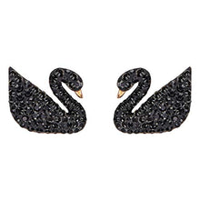 Carica l&#39;immagine nel visualizzatore di Gallery, Swarovski Orecchini Jacket Iconic Swan, Cristallo Nero, Placcati Nella... - Ilgrandebazar