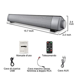 VersionTECH. Soundbar 2.0 Canali, Altoparlante Hi-Fi Suono Surround 3D,...