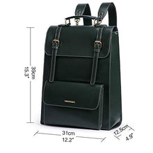 Carica l&#39;immagine nel visualizzatore di Gallery, ECOSUSI Borsa Messenger in Pelle PU 15.6 Pollici Pollici, Verde scuro