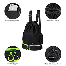 Carica l'immagine nel visualizzatore di Gallery, Ryaco Borsa Palestra Zaino Sacca Sportiva Nero &amp; Verde Neon