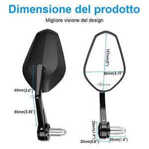7/8" 22mm Specchietti Moto Omologati, per Manubrio E9 B