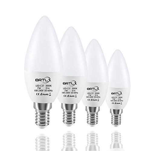 BRTLX Lampadina LED E14 a Candela, 7W equivalenti a 7W, Bianca Calda(3000k) - Ilgrandebazar