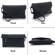 Carica l&#39;immagine nel visualizzatore di Gallery, ELIOX - Pochette Donna Elegante con Catena e Tracolla in Morbida Pelle Nero