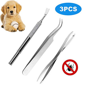 Set 3 Pinzette Per Zecche E Pulci | Acciaio Inox | Per Cani, Gatti E Animali Domestici