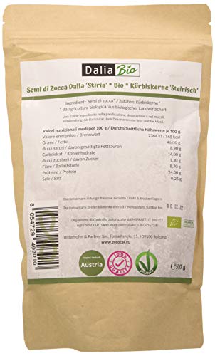 Dalia Bio - Semi di zucca BIO sgusciati crudi 500g - Provenienza Austria...