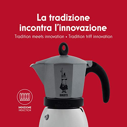 Bialetti Moka Induction, Caffettiera 3 Tazze , Acciaio 3 Tazze