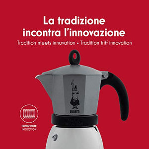 Bialetti Moka Induction, Caffettiera 3 Tazze , Acciaio 3 Tazze, Antracite - Ilgrandebazar