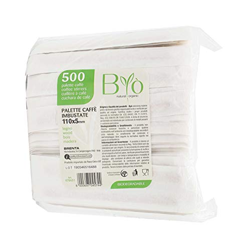 Bio 500 Palette IMBUSTATE Legno per Caffe' COMPOSTABILI H 11 X 0.5 Cm... - Ilgrandebazar