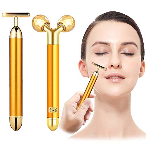 2-IN-1 Beauty Bar 24k Golden Pulse Facial Face Massager, Electric Waterproof... - Ilgrandebazar