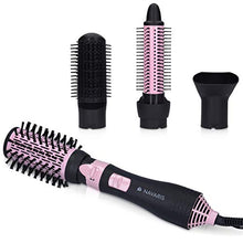 Carica l&#39;immagine nel visualizzatore di Gallery, Navaris Spazzola ad aria calda in ceramica - 2 Nero - Rosa Metallizzato - Ilgrandebazar