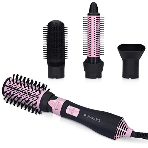 Navaris Spazzola ad aria calda in ceramica - 2 Nero - Rosa Metallizzato - Ilgrandebazar