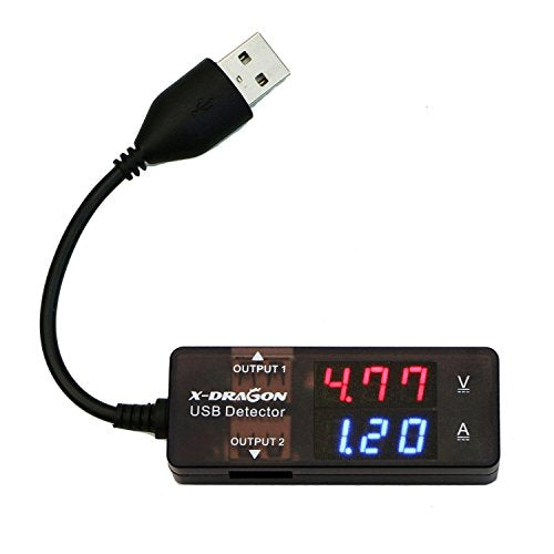 X-DRAGON Doppio USB Digital Tester Detector Multimetro Monitor di Corrente e...