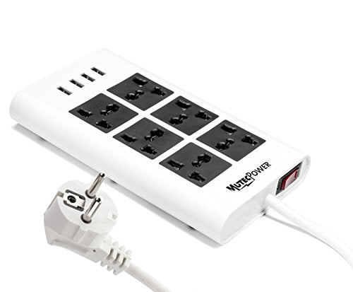 MutecPower Universale multipresa Ciabatta con 6 Prese e 4 Porte USB Spina EU - Ilgrandebazar