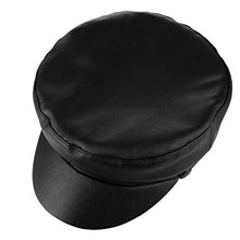 Carica l&#39;immagine nel visualizzatore di Gallery, GEMVIE Donna Cappello con Visiera Berretto da PU Pelle Retro Classico Nero