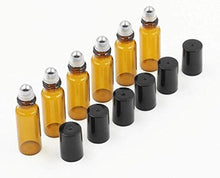 Carica l&#39;immagine nel visualizzatore di Gallery, 24 boccette da 5 ml roll-on Bottles, color ambra, ricaricabile, con sfera in...