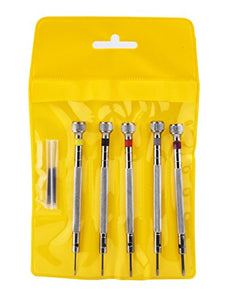 Set di 5 cacciavite per orologiai e gioiellieri, con 5 punte ricambio - Ilgrandebazar