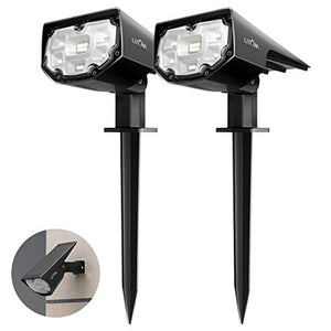 LITOM 12 LED Luci Solari da Esterno, IP67 Faretti a Paesaggio 2 pezzi