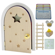 Carica l&#39;immagine nel visualizzatore di Gallery, Qué Kawaii® Kit TOPOLINO DEI DENTI-FATINA DEI DENTI PORTA CHE SI APRE E SI BRILLA AL BUIO!!!.. Magica porta e scala in legno + scatola dei denti + Piatto + Formaggio + 4 stelle + 6 certificati