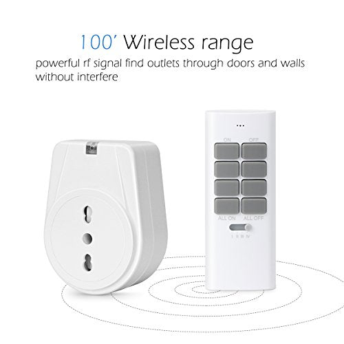 DEWENWILS Prese radio con telecomando, 16 A, 3680 W, plug in on/off, interruttore radio da parete, interruttore della luce espandibile per decorazioni festive, raggio di 30 m, preprogrammato, bianco DEWENWILS Prese radio con telecomando, 16 A, 3680 W, plug in on/off, interruttore radio da parete, interruttore della luce espandibile per decorazioni festive, raggio di 30 m, preprogrammato, bianco