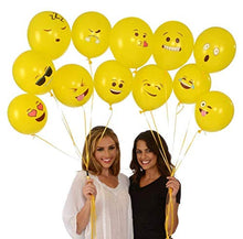 Carica l'immagine nel visualizzatore di Gallery, Goushy 100pcs Palloncini Colorati Emoji Emoticon per Compleanni Festa giallo - Ilgrandebazar