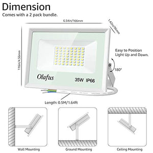 Olafus 2 Pezzi 35W Faro LED Esterno 3800 LM 5000K IP66 Impermeabile Luce...