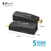 Carica l'immagine nel visualizzatore di Gallery, PORTTA HDMI Extender 50m (164ft) Adattatore Micro USB Cavo CAT6 Supporto per...
