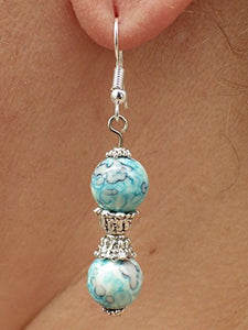 Thurcolas orecchini Blue Spirit perla colorato blu perle di giada naturale... - Ilgrandebazar