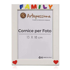 Cornici per foto in legno con la scritta Family verticale e decorata con... - Ilgrandebazar