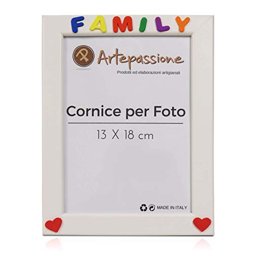 Cornici per foto in legno con la scritta Family verticale e decorata con... - Ilgrandebazar