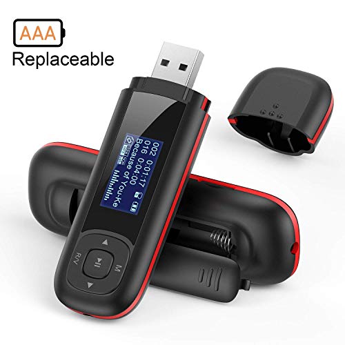 AGPTEK - Lettore MP3 Bluetooth, 16 GB, con funzione orologio USB Noir U3