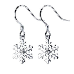 Orecchini pendenti a forma di fiocco neve invernale, in argento Sterling...