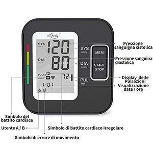 Misuratore Pressione Sanguigna da Braccio - Lovia Sfigmomanometro Digitale...