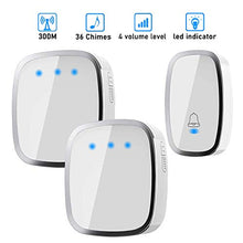 Carica l'immagine nel visualizzatore di Gallery, Campanello Senza Fili Impermeabile, Wireless Doorbell Con Raggio 1-2 Bianco