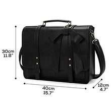 Carica l'immagine nel visualizzatore di Gallery, ECOSUSI 15.6 Pollici Laptop Borsa Grande Messenger in Pelle Pu Vintage Nero