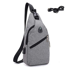 Carica l&#39;immagine nel visualizzatore di Gallery, Petto Borsa Crossbody Zaino Spalla Monospalla Impermeabile Marsupio Zainetto Piccolo Sling Bag Borsello a Tracolla con porta di ricarica USB per Uomo Donna Viaggio Trekking Camminare