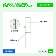 Carica l'immagine nel visualizzatore di Gallery, Winfaith 100 Picchetti Telo Pacciamatura Made in Italy in Acciaio EN 10204 3.1 Zincato a Caldo - Antiruggine Giardino Erba Sintetica Ancoraggio - Misure mm H150 x L30 x D3