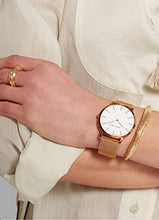Carica l&#39;immagine nel visualizzatore di Gallery, Hannah Martin Orologio da Polso Donna Quadrante Bianco，cinturino Oro Rosa - Ilgrandebazar