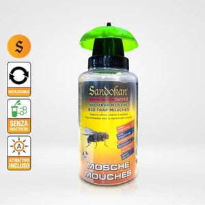 Sandokan Bio Trappola per mosche e insetti con attrattivo Riutilizzabile per uso all'aperto
