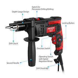 Trapano elettrico, Meterk 850w 3000 RPM a Percussione, martello e... - Ilgrandebazar