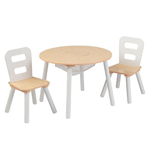 KidKraft 27027 Set Tavolo Rotondo con 2 Sedie, Legno, Naturale/Bianco - Ilgrandebazar