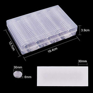 PandaHall 1 Scatola 100 pz 30mm Chiaro Caso Capsule Coin e 5 30mm, - Ilgrandebazar