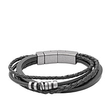 Carica l&#39;immagine nel visualizzatore di Gallery, Fossil Bracciale JF85299040 in pelle nero - Ilgrandebazar